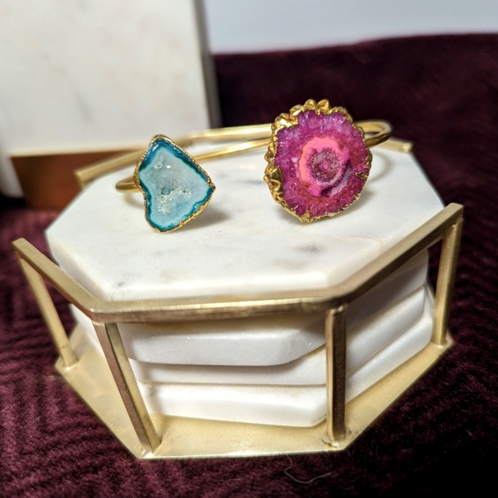 Gold-Plated Druzy Bangle